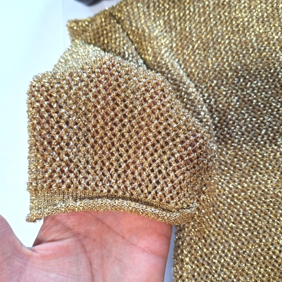 Cache Gold Shiny Glitter Mesh Top - Picture 5 of 16